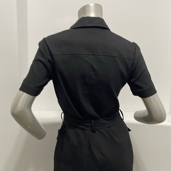 A.L.C. Livingston Short Sleeve Belted Button Front Belted Black Jumpsuit - Picture 9 of 12